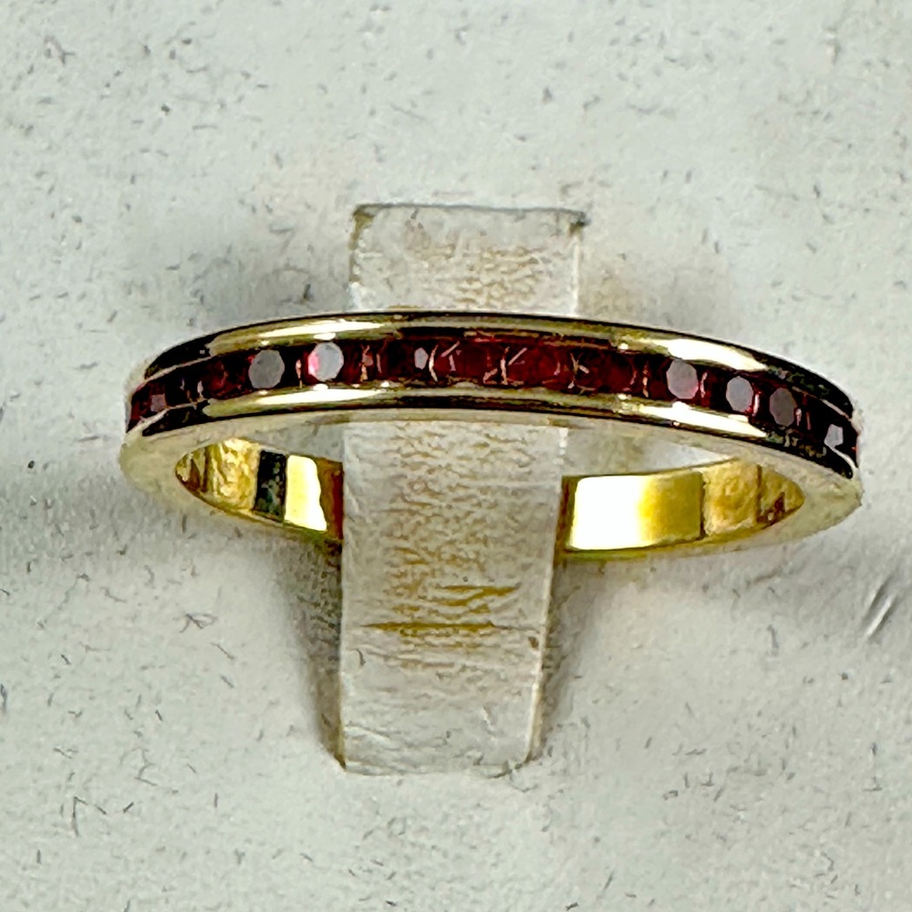 14KT Gold electroplated Ruby eternity Band Ring